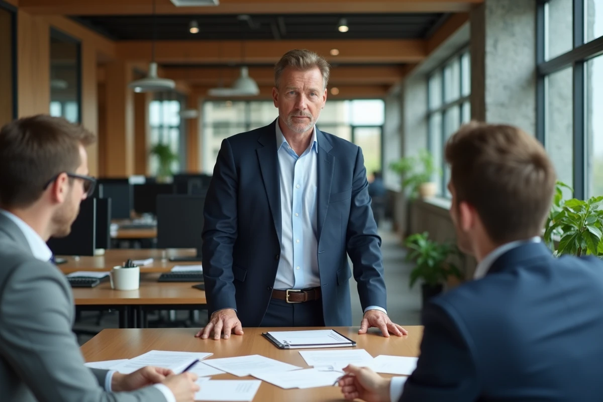 Groupe de collègues discutant autour d