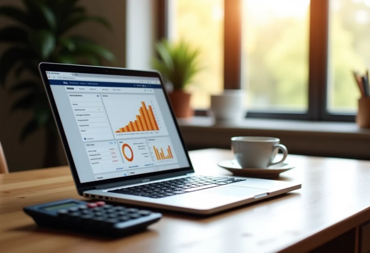 Espace de travail moderne avec ordinateur et café pour analyse ecommerce