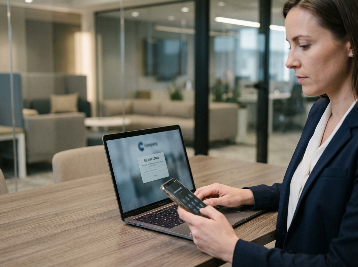 Femme d'affaires utilisant son smartphone pour une connexion securisee