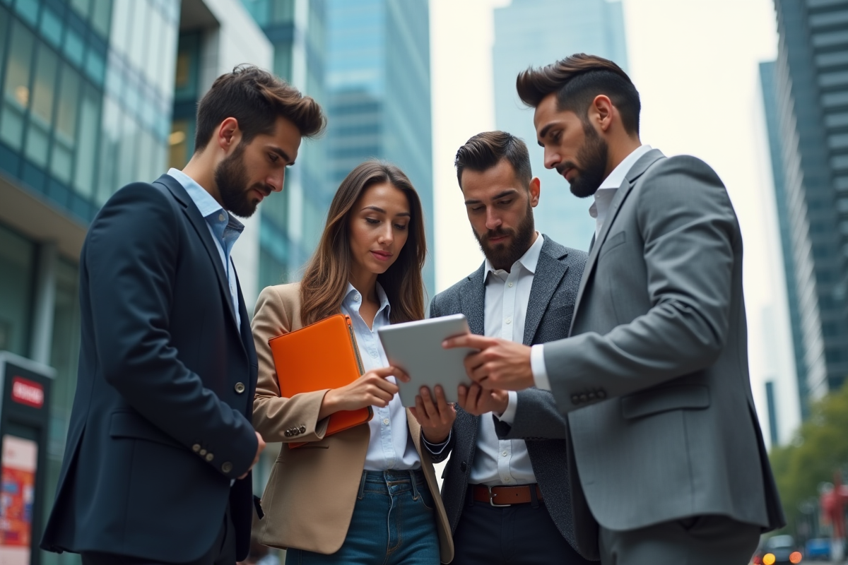 Jeunes entrepreneurs discutant autour d