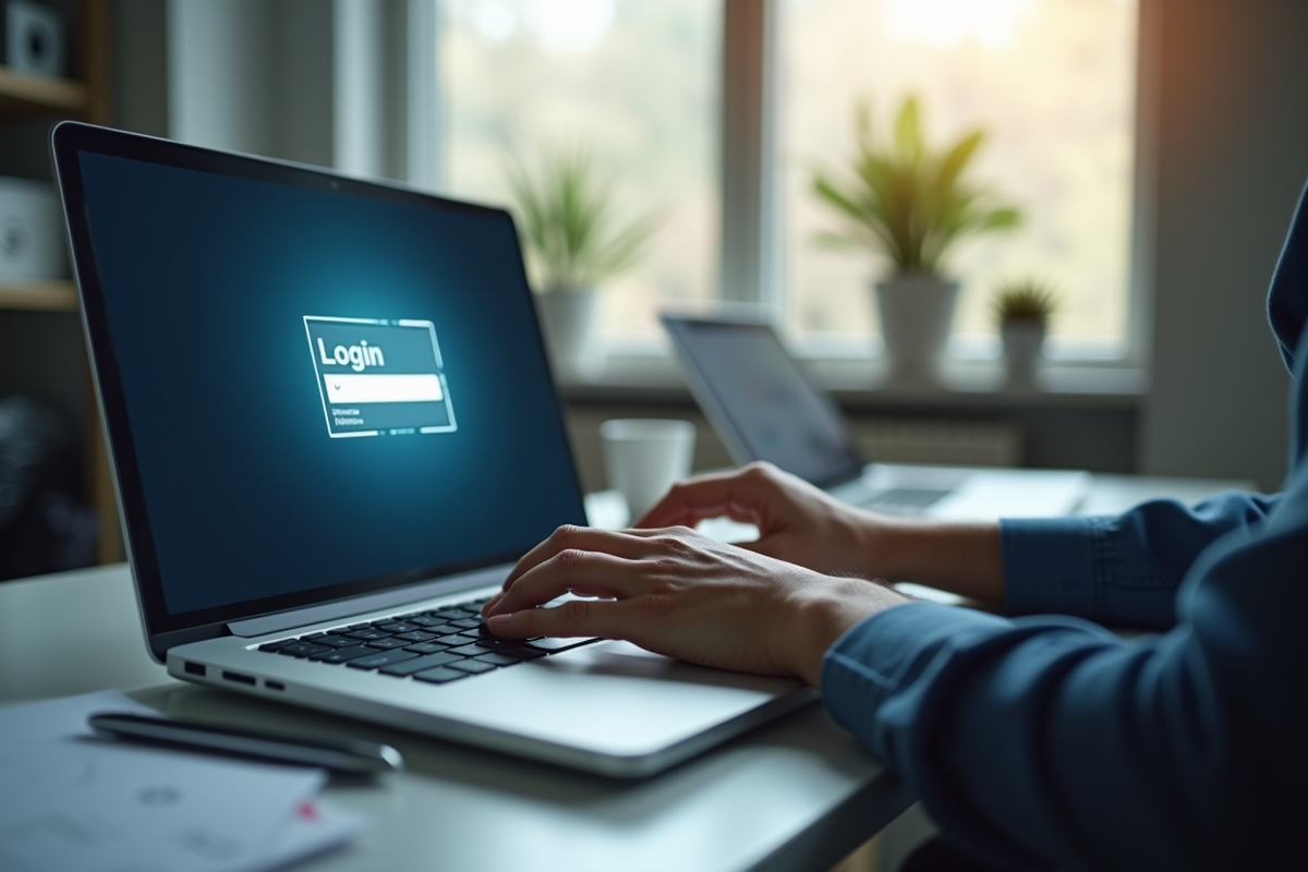Personne travaillant sur un ordinateur dans un bureau moderne