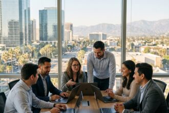 Groupe de professionnels IT en coworking moderne