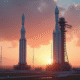 Ariane 5 et Ariane 6 côte à côte au lever du soleil