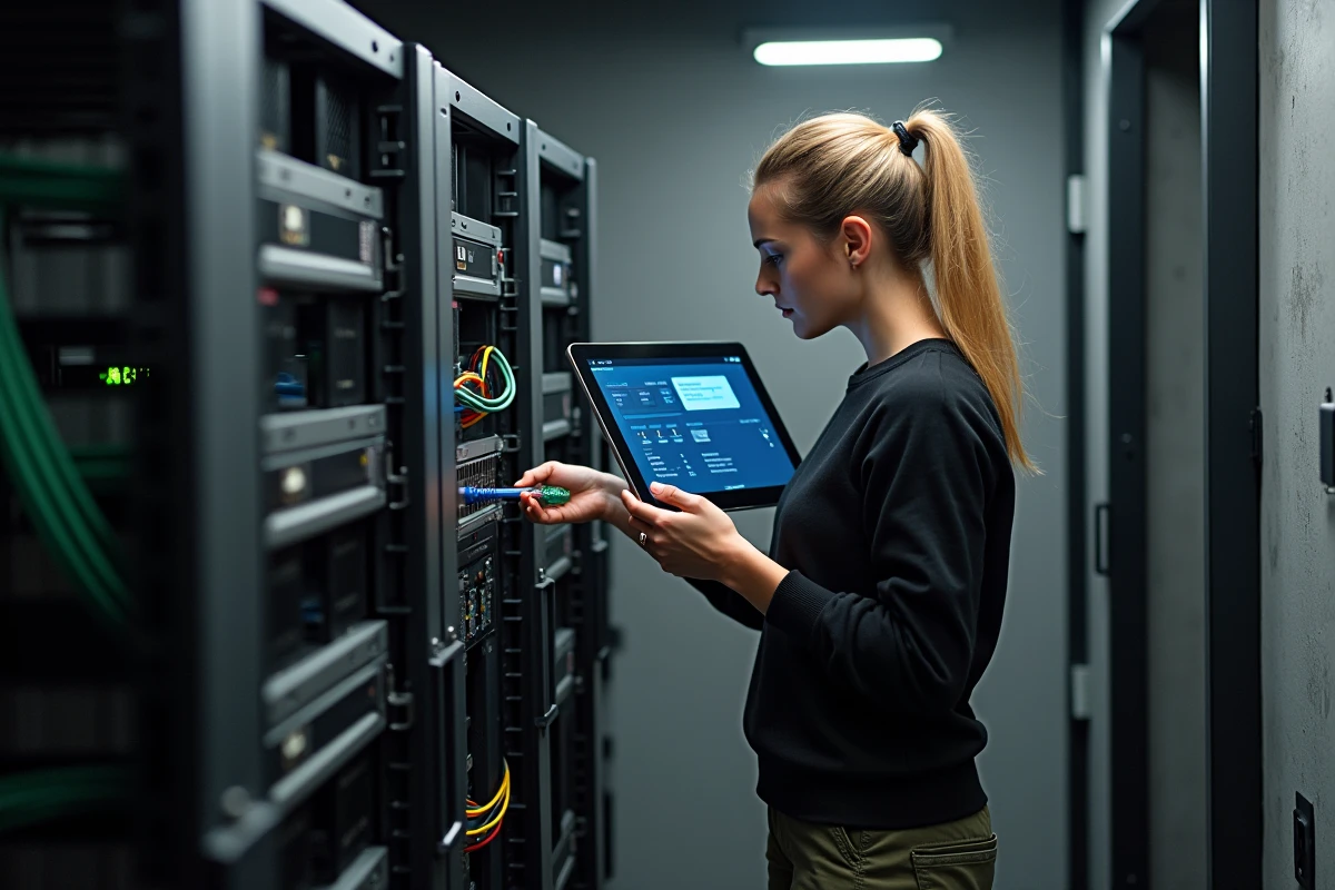 Technicienne de salle configurant un réseau audio pour une installation fixe avec StudioLive virtuel